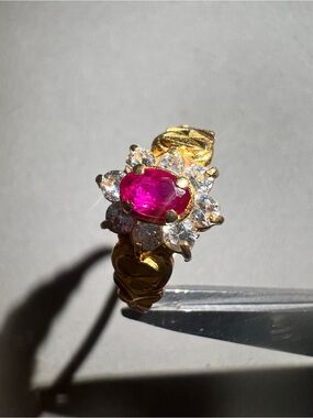 19th Century 22K Gold Ruby & 8 Diamonds Women’s Ring
